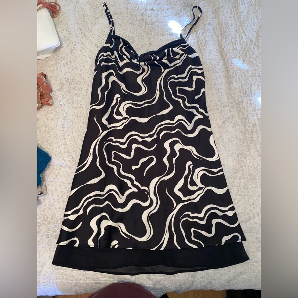 Black and White Satin Dress